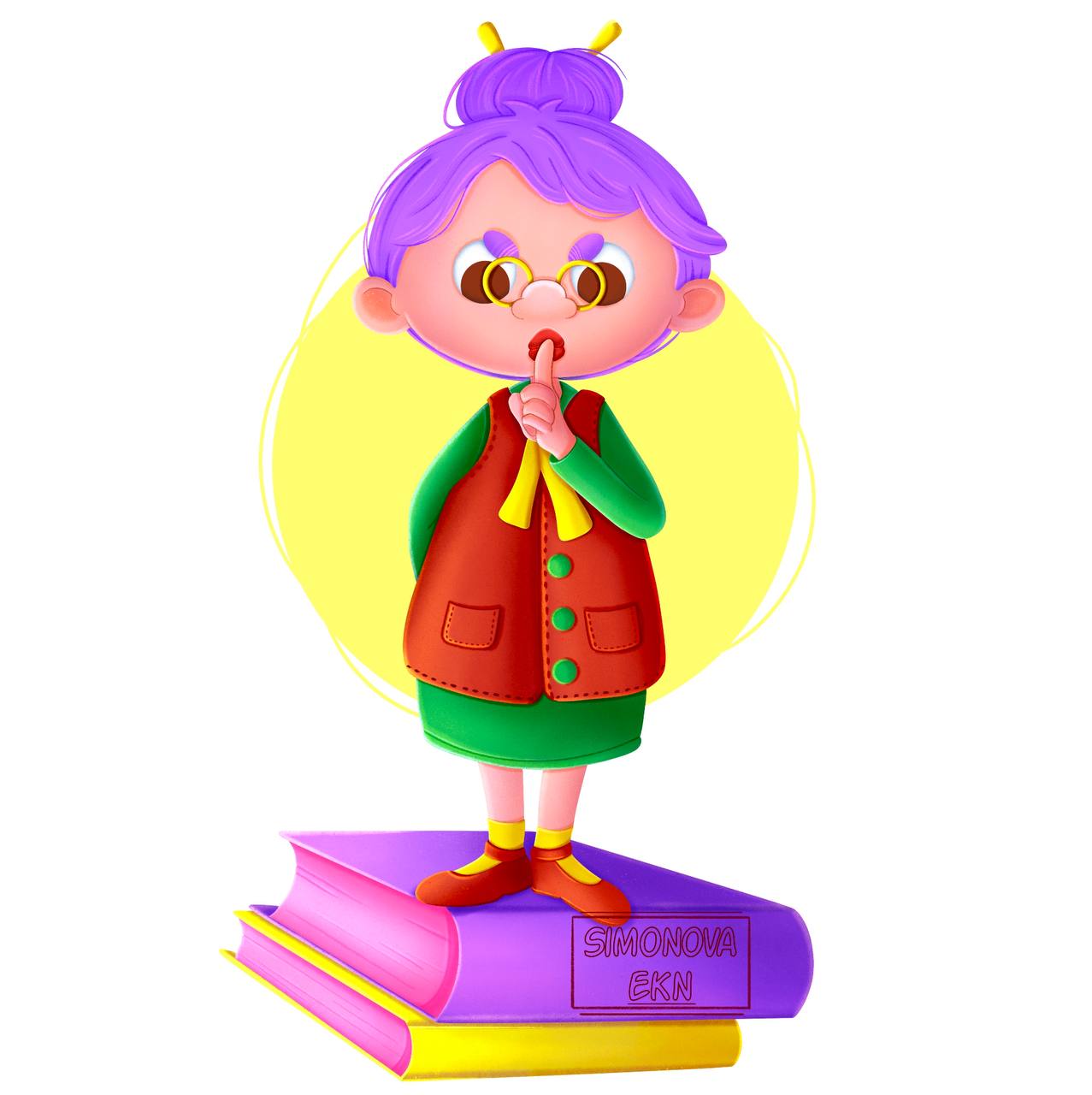 Иллюстрация Б - Библиотекарь в стиле детский, персонажи, реклама