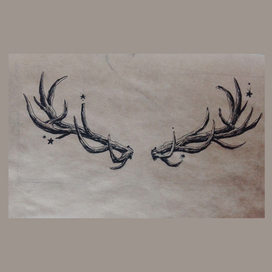 Иллюстрация, эскиз тату, логотип, сток, рога оленя 