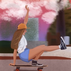 Девушка скейтер