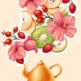 Иллюстрация для упаковки фруктового чая 