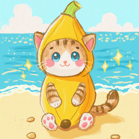 Котик в костюме банана