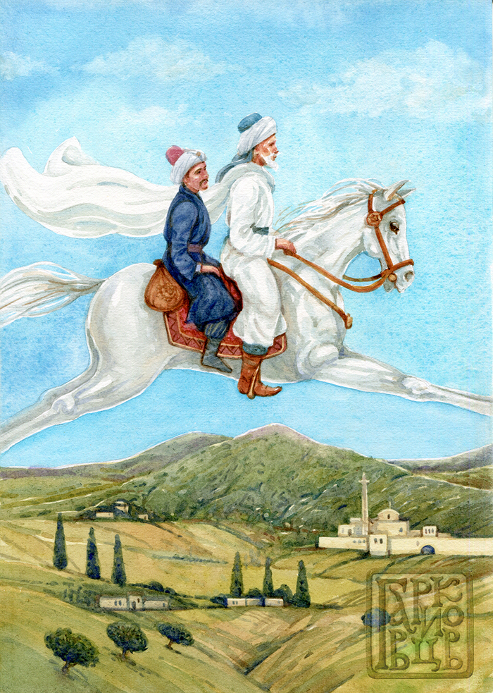 Иллюстрация Ашик-Кериб в стиле книжная графика | Illustrators.ru