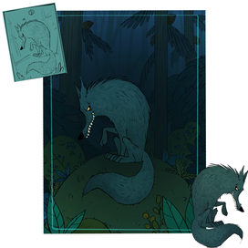 Иллюстрация волка на карточке к настольной игре