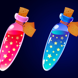 Бутылочки с зельями в cartoon стиле