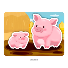 Поросенок и свинья. Карточки для детей