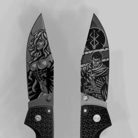 Дизайн гравировки на ноже "Берсерк"