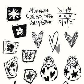 Серия иллюстраций для переводных татуировок 