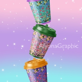 Дизайн стаканчика кофе «Цветочный мир»