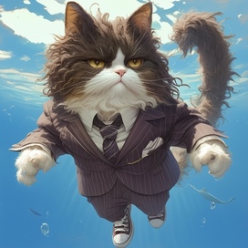 Персонаж кот в океане 