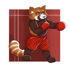 Персонаж красная панда для студии бокса 