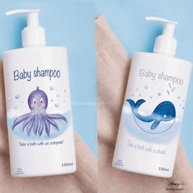 Иллюстрации для упаковки детских шампуней
