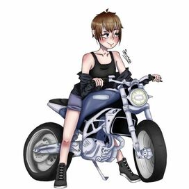 Девушка на мотоцикле.