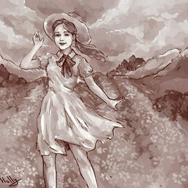 Девушка в цветочном поле