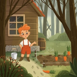 книжная иллюстрация с персонажем мальчиком