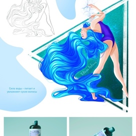 Иллюстрация для упаковки шампуня - Вода