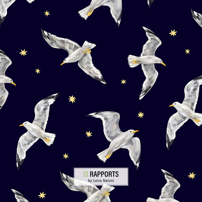 Иллюстрация Паттерн с чайками в стиле графика, детский, мода и