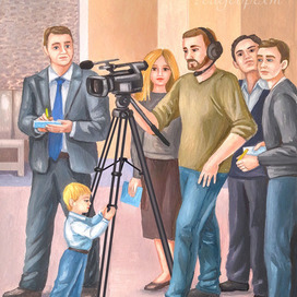 Иллюстрация мальчик и журналисты