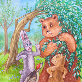Иллюстрация Заяц и вкусная ива