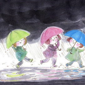 Дети и дождик