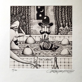 Эстамп сюрреализм Dušan Polakovič Словакия