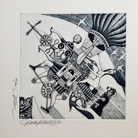 Эстамп сюрреализм Dušan Polakovič Словакия