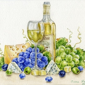 ‘’ Натюрморт с белым вином и сыром ‘’.