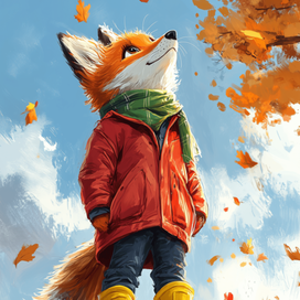 Лисёнок в осеннем лесу