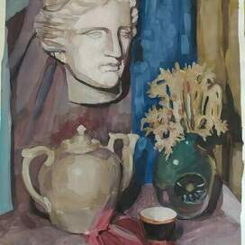 still life with a plaster head