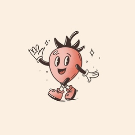 Retro strawberry character