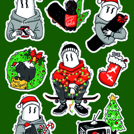 Наклейки на новый год