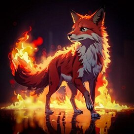 Огненная лиса, рисовал на заказ для друга 