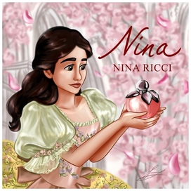 Рекламная иллюстрация Белоснежки и парфюма Nina Ricci