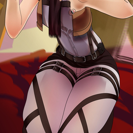 Кошко-девочка Микаса в вечернее время (Attak on Titan)