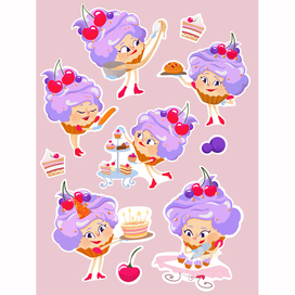 Стикеры с бренд-персонажем для кондитерской