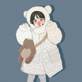 winter bear girl