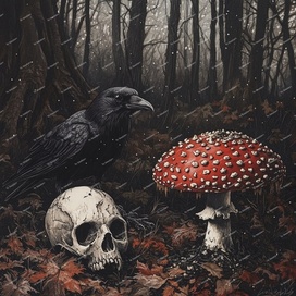 Мухомор и ворон