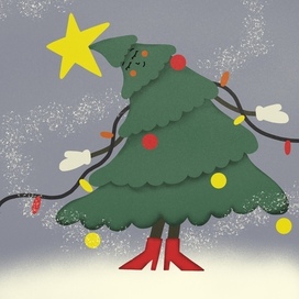 Новогодняя открытка с иллюстрацией