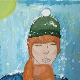 зимняя забава. работа гуашью