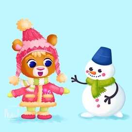 Медвежонок и снеговик 