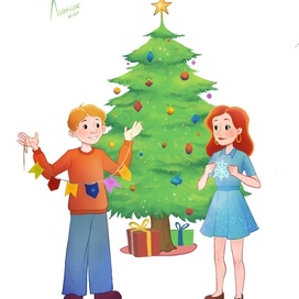 Новогодняя детская иллюстрация