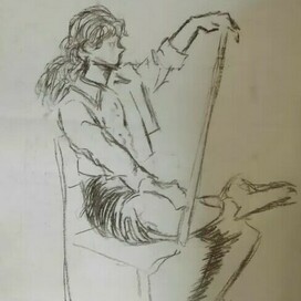 Эскиз девушки за мольбертом