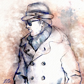 Мужской close up в смешанной технике