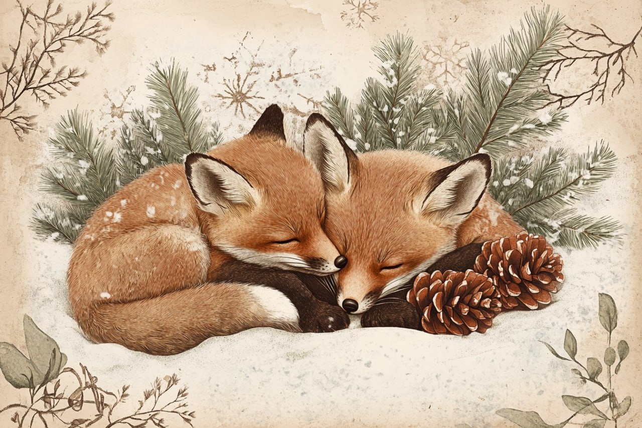 Сонные лисята