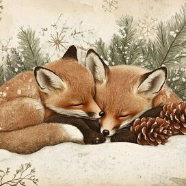 Сонные лисята