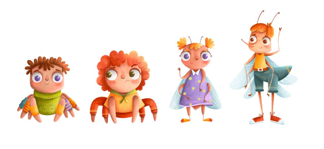 Персонажи для детской книги про насекомых