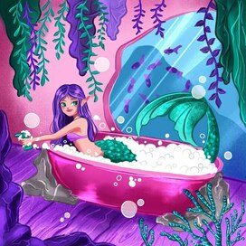 Русалочка в ванной