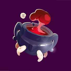 Векторный котелок в мультяшном стиле.