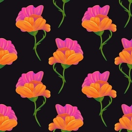 Seamless pattern of flowers