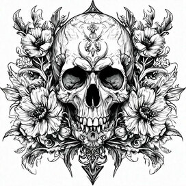 Череп сс цветами  тату