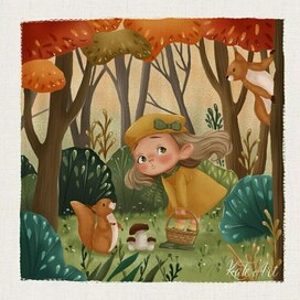 Детская иллюстрация- Осенний лес